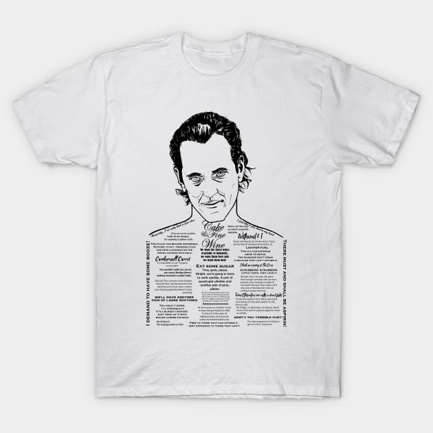 Withnail & I - Cake & Fine Wine T-Shirt by daveseedhouse